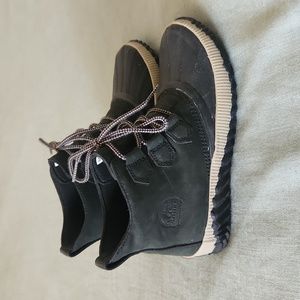 Sorel Black and Tan Explorer Lace-Up Waterproof Boots